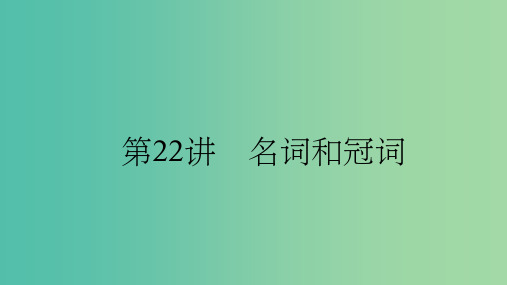 中考英语 第二轮 语法考点聚焦 第22讲 名词和冠词