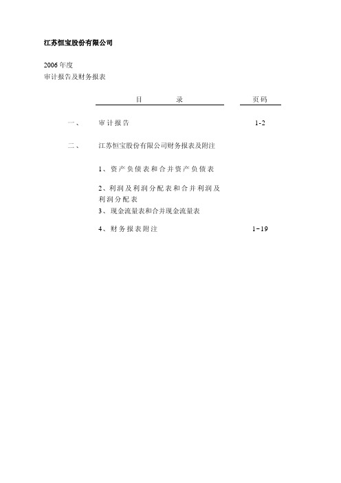 2006年度审计报告及财务报表