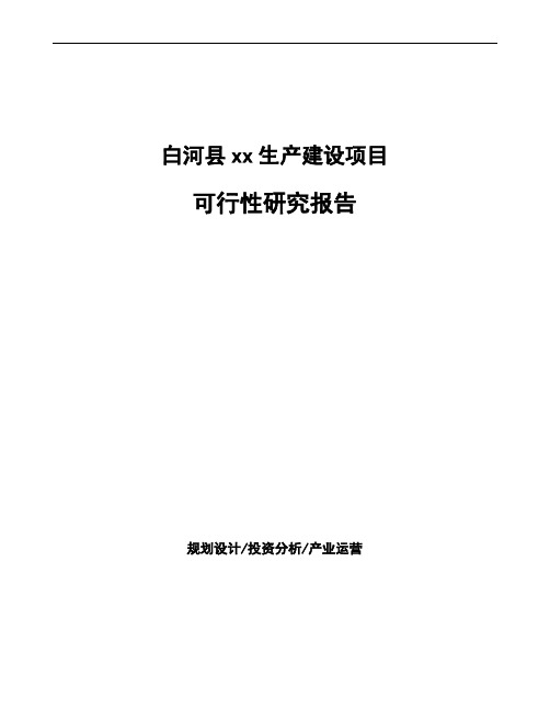白河县项目可行性研究报告(项目建议书)