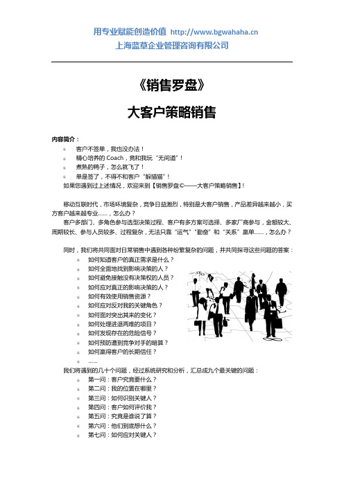 【销售罗盘-大客户策略销售】训练介绍