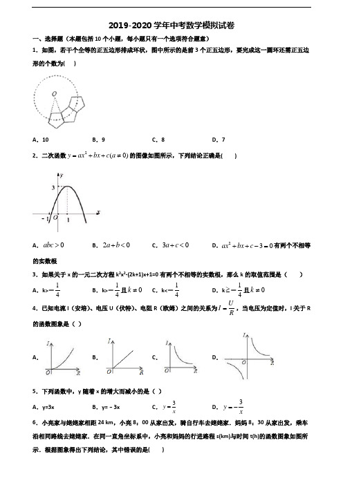 贵州省铜仁地区2020中考数学达标检测试题