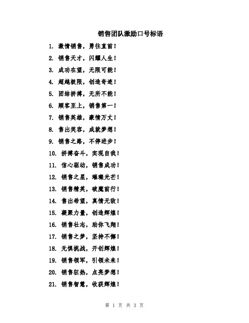 销售团队激励口号标语