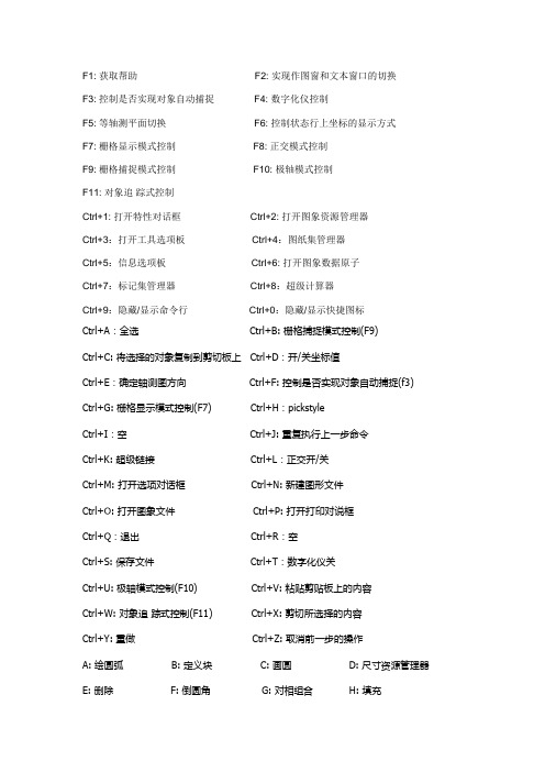 AutoCAD命令快捷键