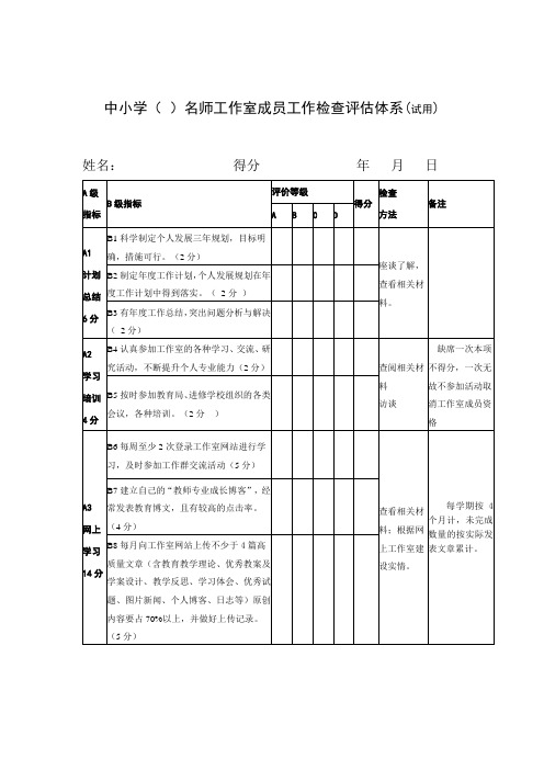 中小学名师工作室成员考核细则