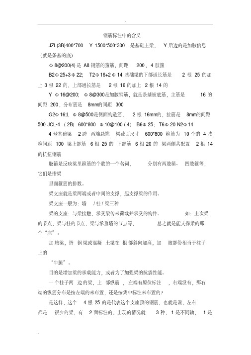 钢筋平法标注在图纸中的含义