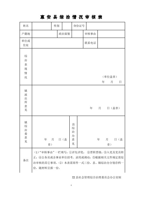 县综治情况审核表【模板】