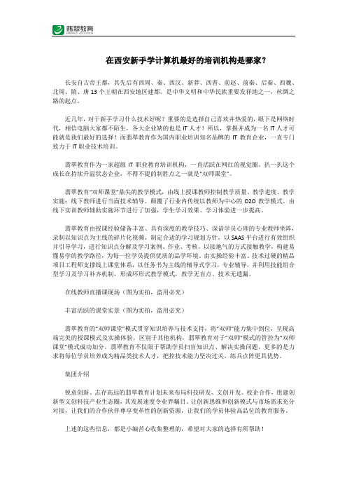 在西安新手学计算机最好的培训机构是哪家？