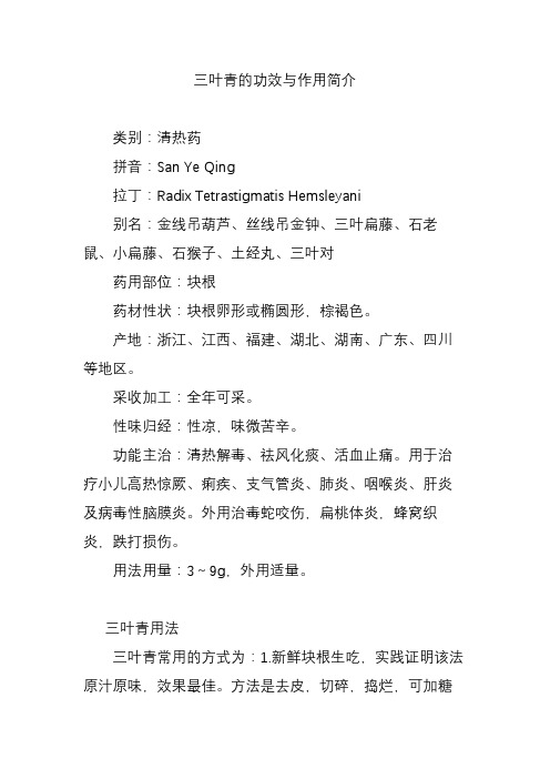 三叶青的功效与作用简介