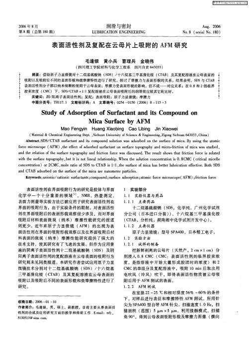 表面活性剂及复配在云母片上吸附的AFM研究