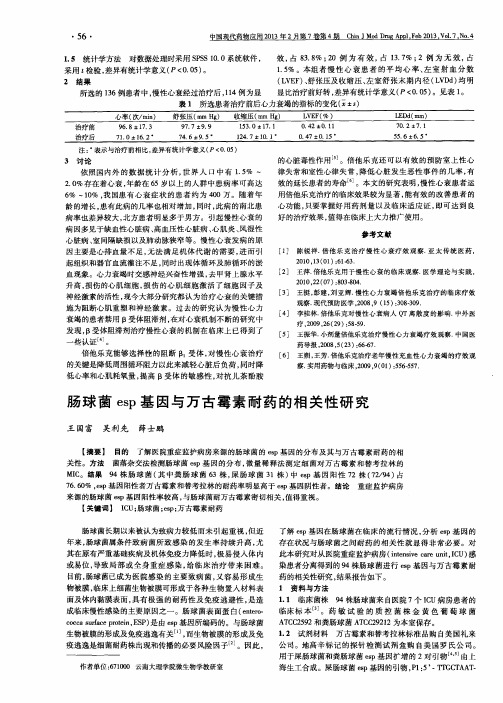 肠球菌esp基因与万古霉素耐药的相关性研究