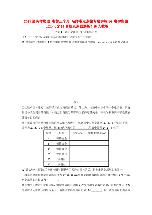 届高考物理点拨专题讲练电学实验含真题及原创解析新人教版来源学优高考网