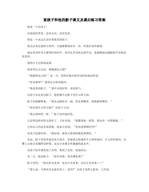盲孩子和他的影子课文及课后练习答案
