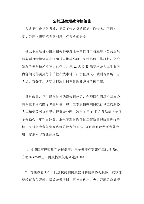 公共卫生绩效考核细则