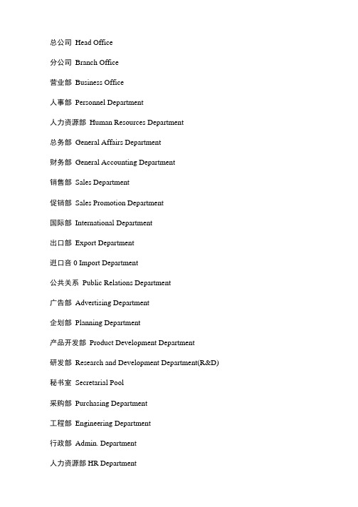 办公室门牌英文翻译