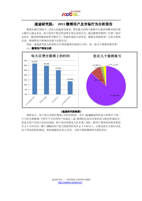 速途研究院： 2013微博用户及市场行为分析报告