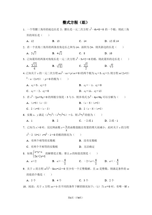 第五讲试题整式方程(组)