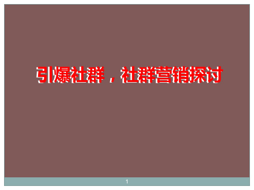 引爆社区社群营销探讨ppt课件