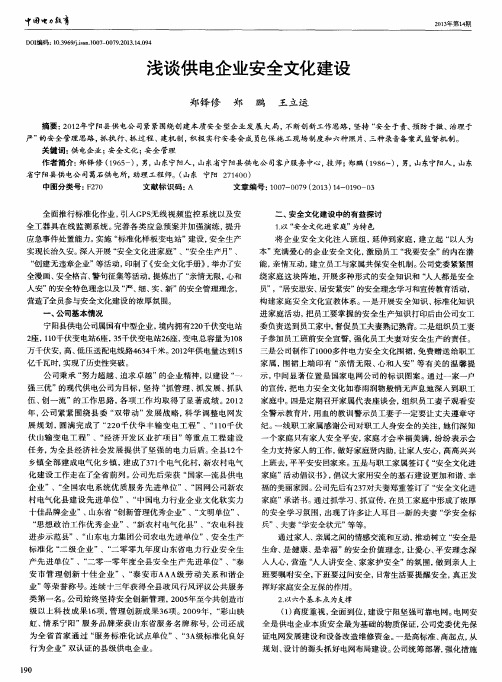 浅谈供电企业安全文化建设