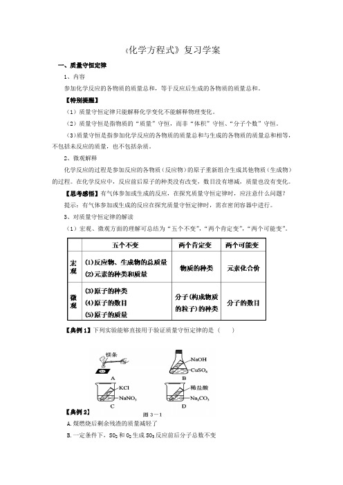 中考一轮复习《质量守恒定律》复习学案