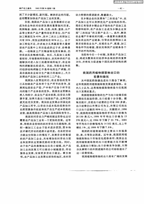 我国药用植物提取物出口的前景和隐忧