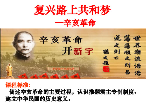 岳麓版高一历史必修一第四单元内忧外患与中华 民族的奋起第15课辛亥革命 课件 (共24张PPT)