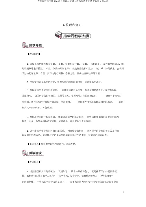 六年级数学下册第6单元整理与复习1数与代数数的认识教案1新人教