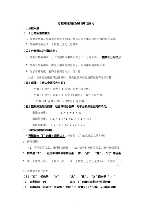(完整)苏教版小学六年级数学第三单元分数乘法知识点和练习[1](1),推荐文档