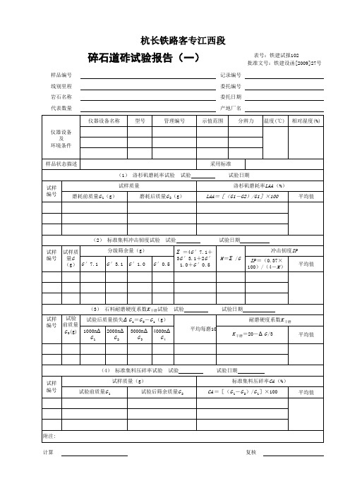 铁建试录102   碎石道砟试验记录一