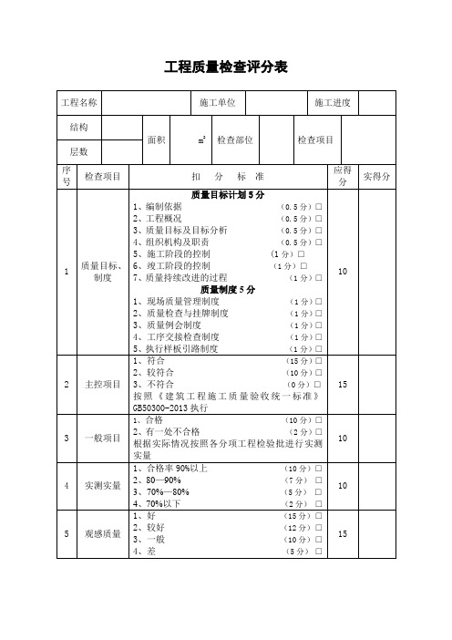 8.工程质量检查评分表