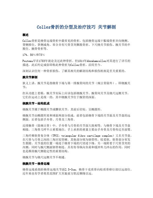 Colles骨折的分型及治疗技巧 关节解剖