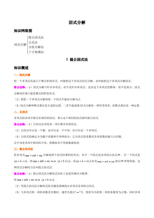专题06 因式分解-八年级数学讲义提高班(解析版)