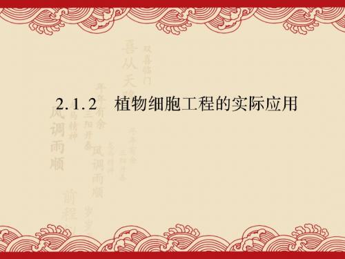 生物专题2   2.1   植物细胞工程 2.1.2  植物细胞工程的实际应用(优秀课件)
