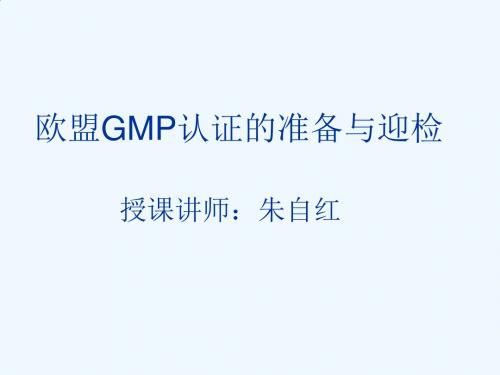欧盟GMP认证的准备与迎检讲义PPT(39张)