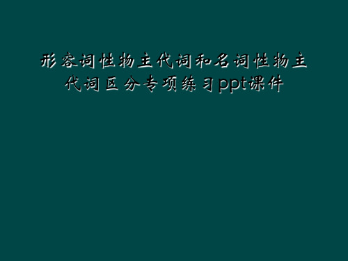 形容词性物主代词和名词性物主代词区分专项练习ppt课件