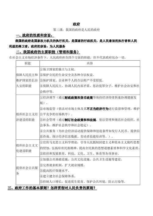 政治生活第二单元复习提纲