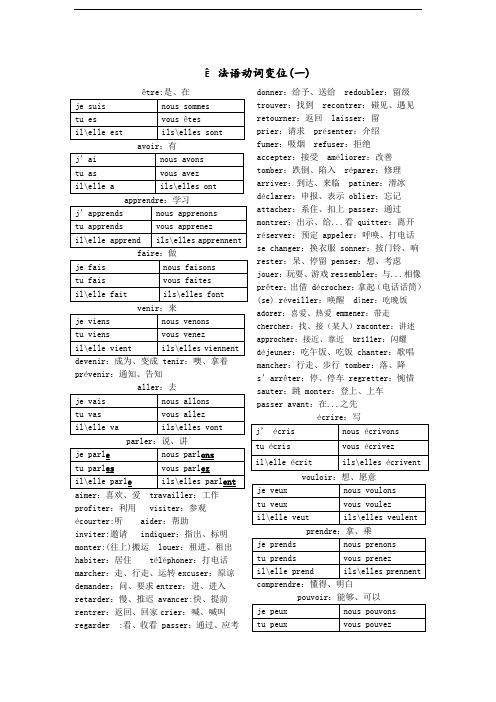 法语动词变位(一)