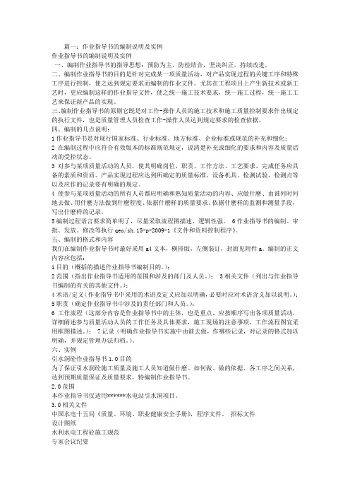 作业指导书编制说明