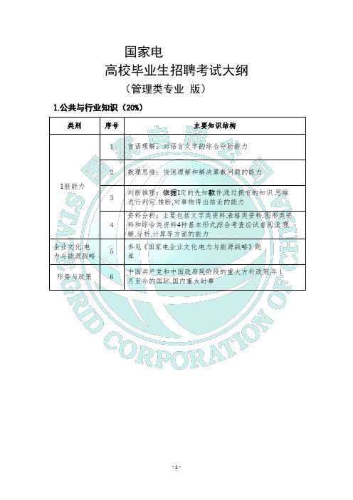 国网考试大纲管理类