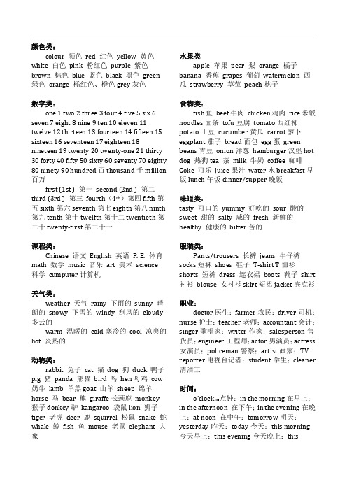 (完整版)小升初英语单词及单词汇总
