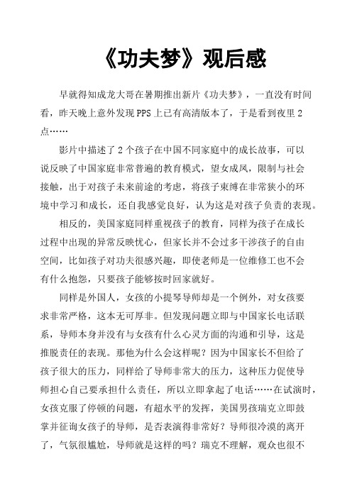 《功夫梦》观后感(二)