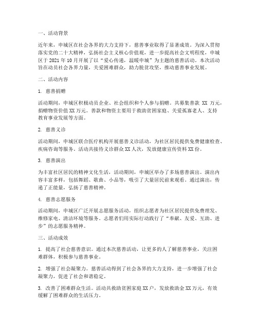 申城区慈善活动总结范文