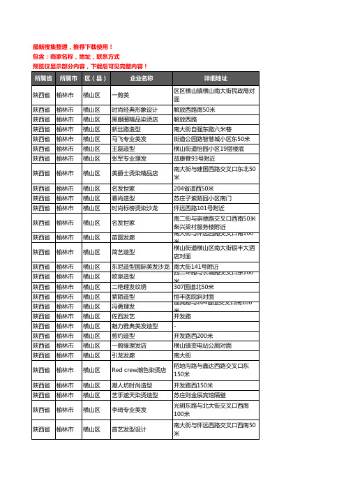 新版陕西省榆林市横山区美容美发企业公司商家户名录单联系方式地址大全98家