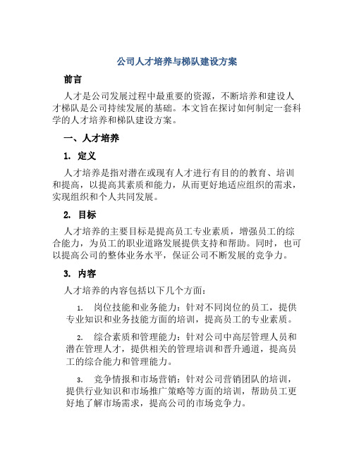 公司人才培养与梯队建设方案