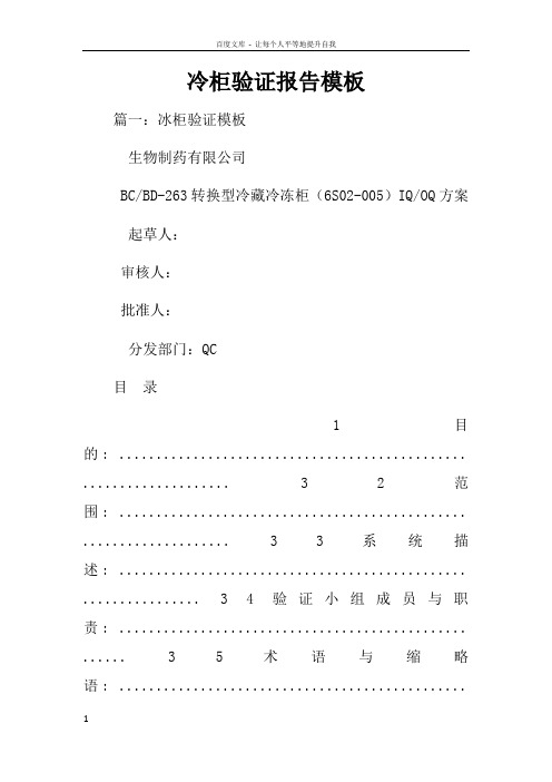 冷柜验证报告模板