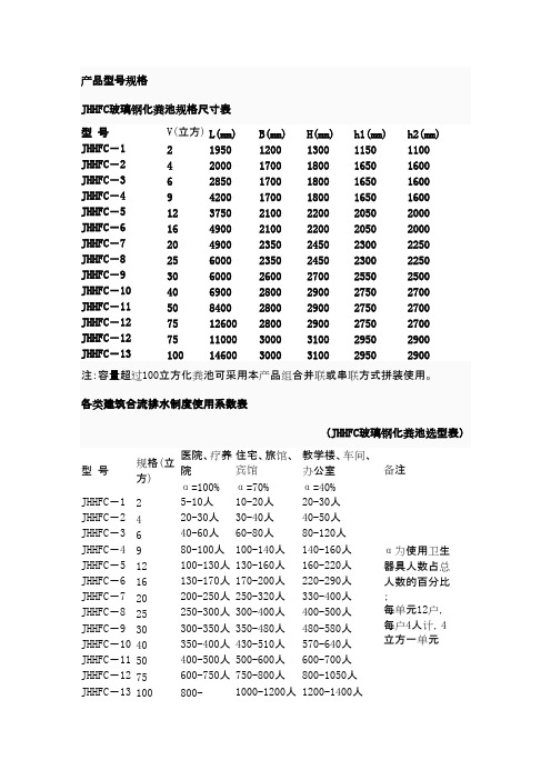 化粪池与服务人数