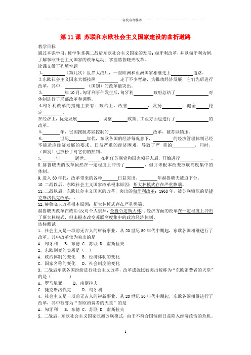 初中九年级历史下册 第11课 苏联和东欧社会主义国家建设的曲折道路名师教案 中华书局版
