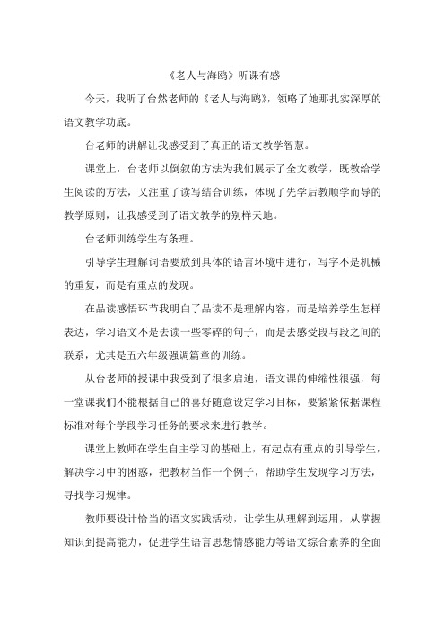 《老人与海鸥》听课有感