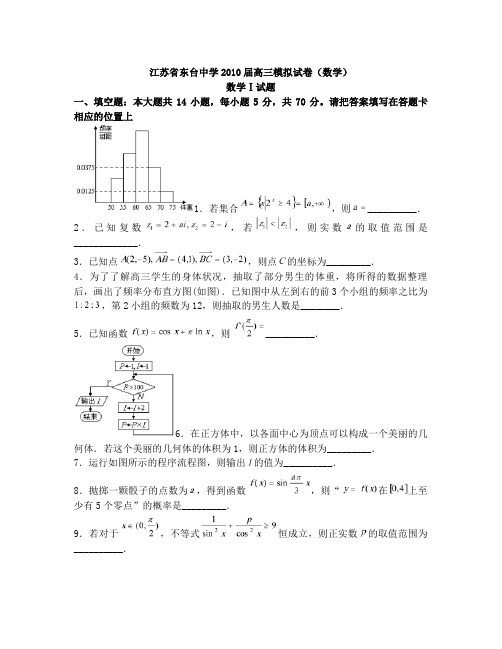 最新江苏省东台中学届高三模拟试卷(数学)优秀名师资料