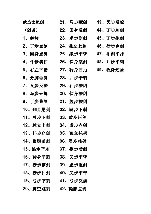49式武当太极剑剑谱