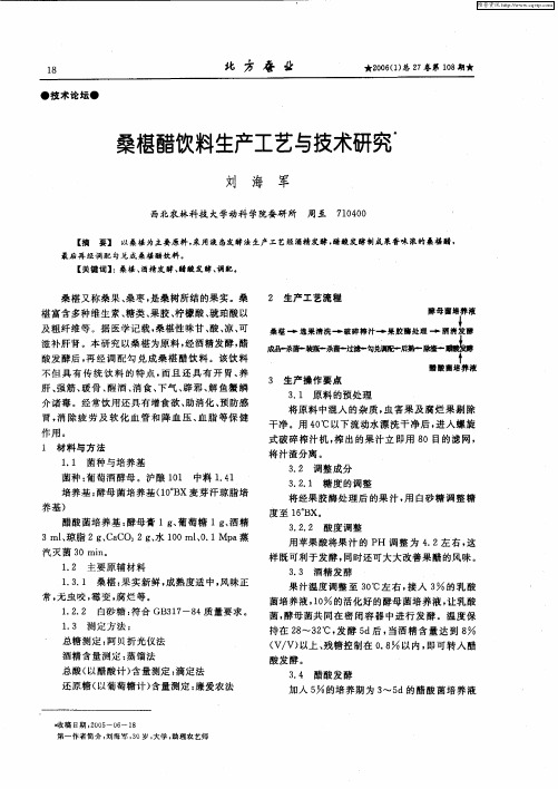 桑椹醋饮料生产工艺与技术研究